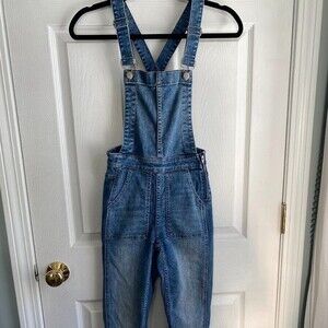 Madewell Skinny Rough Hem Overalls - Light Wash, size XXS